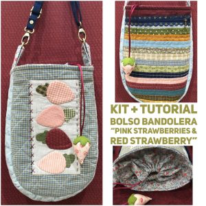 Kit Bolso Bandolera "Pink Strawberries & Red Strawberry"