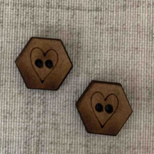 2 mini hexágonos con corazón